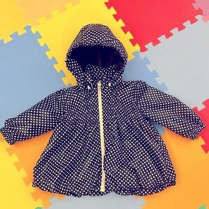 H&M Polka Dot Light Jacket. Windbreaker.Rain jacket.Detachable Hood.Size 12-18M